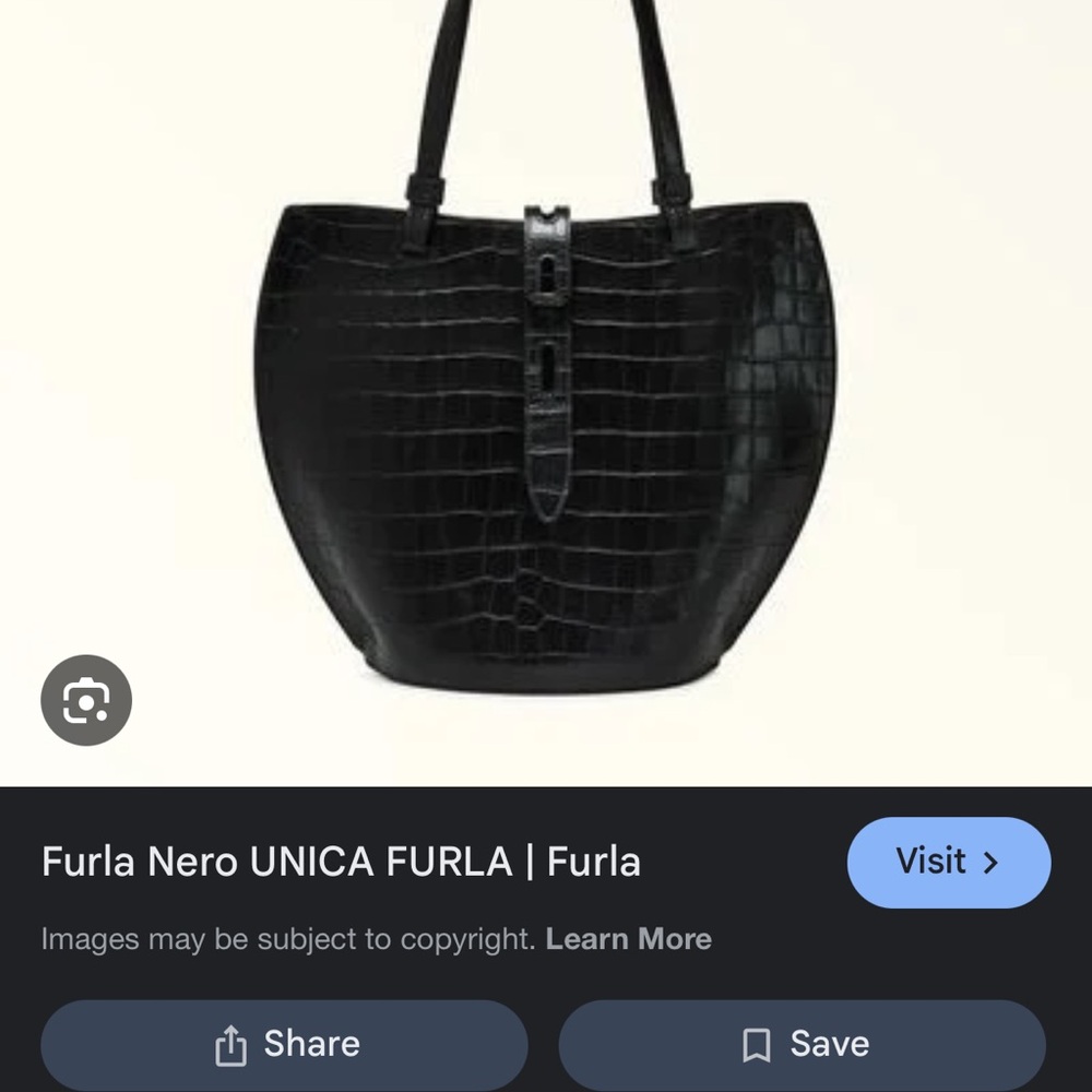 Furla Nero UNICA Croc-Embossed Tote Bag – Brand New